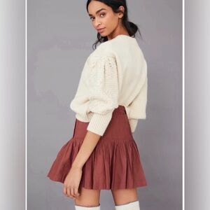 Anthropologie Eula Pintucked Mini Skirt pleated  bohemian size Small NWT